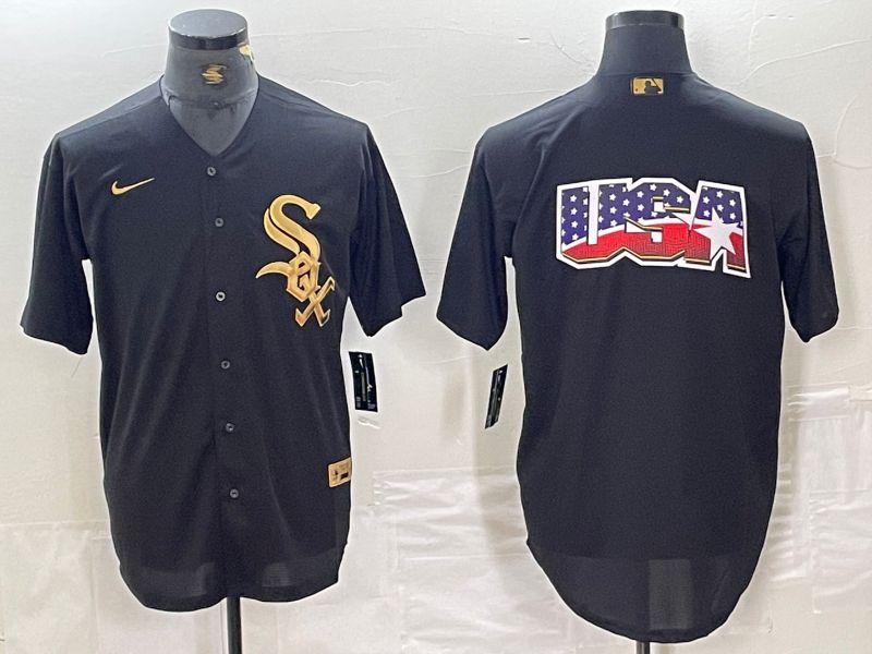 Men Chicago White Sox Blank Black gold 4 th generation Nike 2024 MLB Jersey style 2